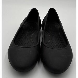 Crocs Laura Ballerina Flats Womens Size 10 Navy Blue Rubber Slip On Casual Shoes